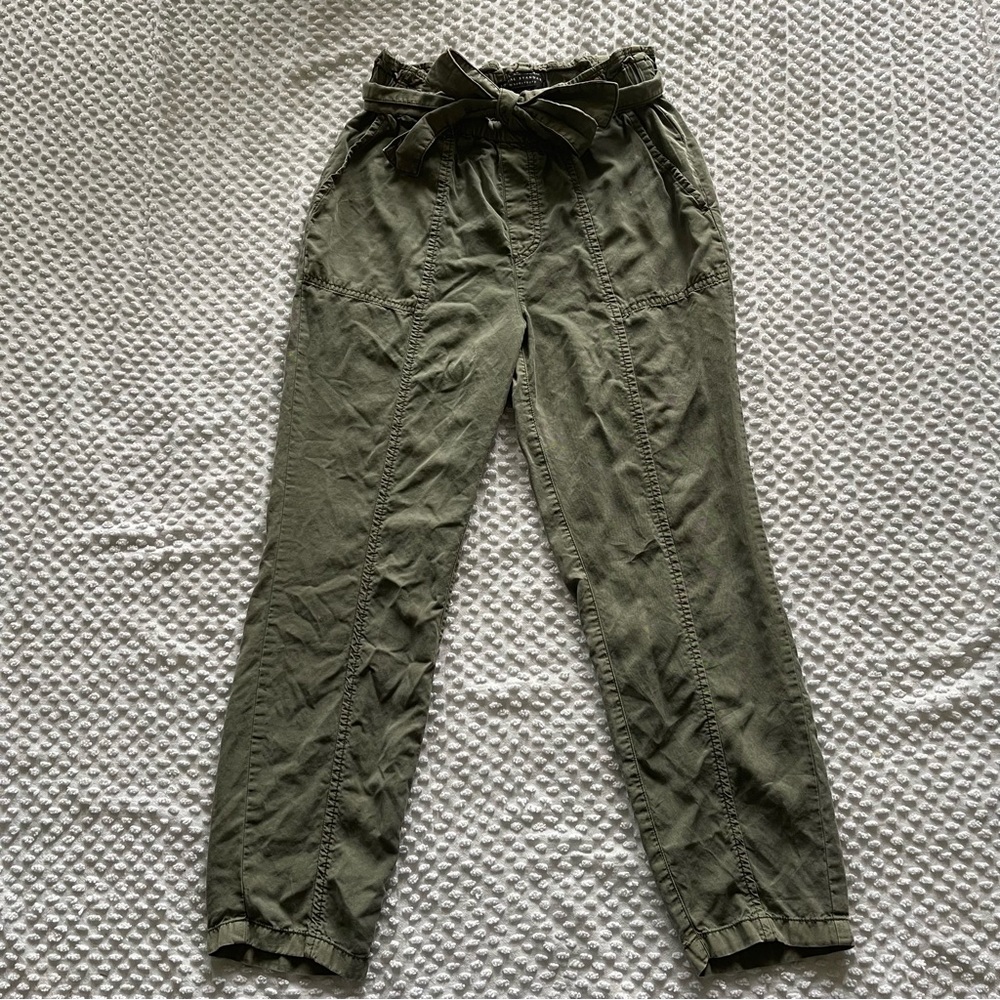 Social Standard by Sanctuary Army Green Paper Bag Pants Tie Waist Size XS
